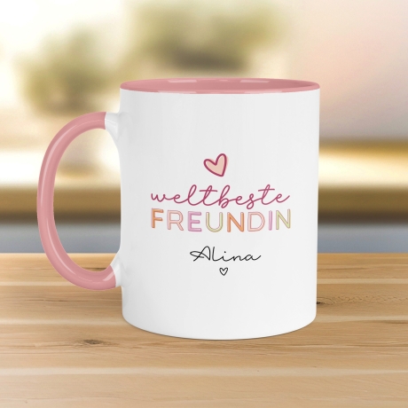 Weltbeste Freundin Tasse mit Namen - Geschenk personalisiert -  für die beste Freundin BFF zum Geburtstag - Weihnachten - Freundschaft