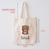 Brauner Bär Stofftasche Einkaufstasche Kinder-Beutel mit Namen als Sporttasche, Wechselwäsche, Tragetasche -für Kita Schule & Kindergarten