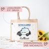 Polizeiwagen Schulkind Tasche Wunschnamen | 100% Jute | Streifenwagen Polizei | Geschenk Einschulung | Schultüte personalisiert | Schule
