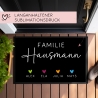 Personalisierte Fußmatte - Fussmatte mit Wunschnamen | Familie mit Herzen | 60x40 cm | Geschenkidee zum Umzug, Einzug für Familien, Umzug