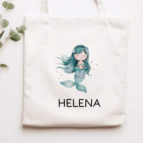 Turnbeutel Meerjungfrau Personalisiert | Nixe mit Wunschnamen Rucksack Schule, Kindergarten, KITA, Wäschebeutel, Sportbeutel, Wechselwäsche