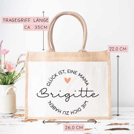 Personalisierte Jutetasche Glück ist eine Mama wie dich zu haben | Markttasche | Geschenk | Individuelle Geschenke | Muttertag | Weihnachten