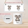 Personalisierte Kinder Spardose Koala Tier mit Namen optional mit Datum - Braun - Geschenk für Junge & Mädchen zum Geburtstag Weihnachten