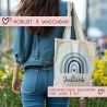 Regenbogen Blau Stofftasche Tasche Kinder-Beutel mit Namen als Sporttasche, Wechselwäsche, Tragetasche - Kita, Schule & Kindergarten - 03