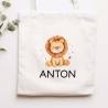 Einschulung Stofftasche mit Namen Löwe personalisiert Kinder-Beutel als Sporttasche, Wechselwäsche, Stoffbeutel -Kita, Schule & Kindergarten