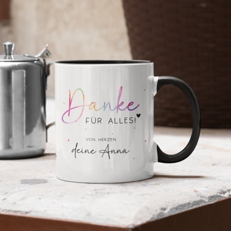 Danke für alles Personalisierte Tasse -mit eigenen Wunschtext. Kaffee-Tasse Dankeschön-Geschenke Vatertag Muttertag Geburtstag Erzieher