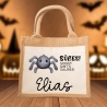 Halloween Tasche mit Namen - Wunschnamen aus Jute - Fledermaus Geist Spinne - Süßes oder Saures - Personalisiert - Für Kinder ab 2 Jahre