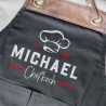 Grillschürze Chefkoch personalisiert für Männer mit Name Kunstleder Applikation zum Geburtstag - Weihnachten Baumwollschürze, Küchenschürze