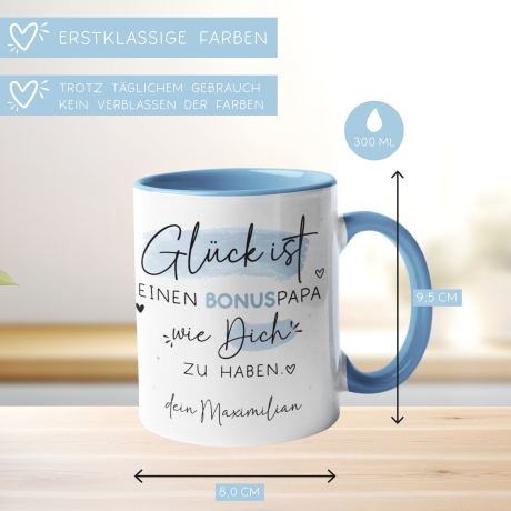 Bonuspapa Tasse personalisiert Bonus Papa zum Vatertag - Geburtstag - Kaffeetasse mit Wunschnamen. Geschenk, Geschenk, Weihnachtsgeschenk