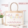 Endlich Schulkind Tasche 2024 personalisiert mit Namen Schultasche, Geschenk Einschulung, personalisierte Jutetasche, Einschulungsgeschenk