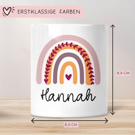 Personalisierte Spardose Regenbogen mit Namen und Datum - Rosa - Geschenk für Mädchen zum Geburtstag Weihnachten Firmung Geburt Einschulung