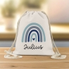 Rucksack Regenbogen Personalisiert aus Bio-Baumwolle | Mit Ihrem Wunschnamen |Perfekt als Turnbeutel für Schule und Kindergarten Einschulung