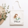 Kindergarten Einschulung Meerjungfrau Kinder-Beutel Stofftasche Personalisiert mit Wunschnamen für Schule, Wäschebeutel, Wechselwäsche