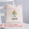 Einschulung Stofftasche Personalisiert Meerjungfrau Kindergarten Wäschebeutel Kinder-Beutel mit Wunschnamen für Schule, Wechselwäsche