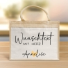 Lehrerin mit Herz Tasche mit Namen - kleines Geschenk - Dankeschön Juteasche Abschiedsgeschenk - Beste Lehrerin mit Wunschtext