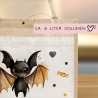Halloween Tasche mit Wunschname | Beutel mit Fledermaus und Name | Happy Halloween | Tragetasche für Kinder für Süßigkeiten an Halloween