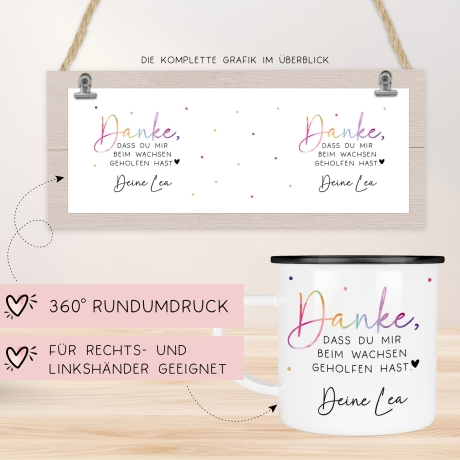 Danke das du mir beim Wachsen geholfen hast. Abschiedsgeschenk für Erzieherin Geschenk Abschiedsgeschenk Lehrerin Emaille Becher.