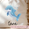 Turnbeutel Wäschebeutel Delfin Delphin - Personalisiert - Wunschnamen - Schule - mit Name - Rucksack - Wechselkleidung - Weihnachten