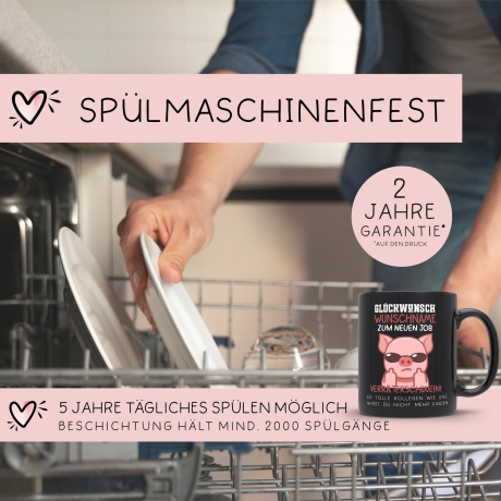 Neuer Job Tasse mit Namen - Abschiedsgeschenk Kollegen - Personalisierte Tasse mit Spruch: Glückwunsch zum neuen Job Kaffeetasse Sparschwein