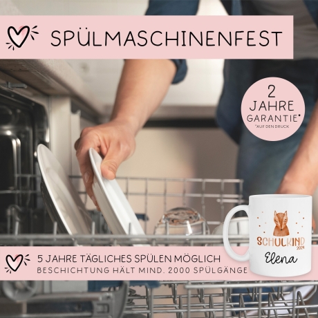 Kindertasse Schulkind 2024 Fuchs Name Tasse Kind Kindergeschirr personalisiert Kinder Geschenk Kakao Becher Einschulung