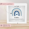 Regenbogen Blau Holz Spardose Taufe personalisiert mit Namen zur Geburt Kommunion Konfirmation eines Kindes mit Taufspruch als Geldgeschenk