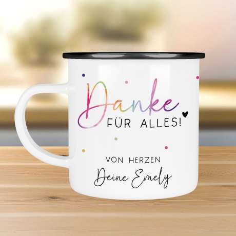 Abschiedsgeschenk Erzieherin Geschenk Abschiedsgeschenk Lehrerin Dankeschön Geschenk Tasse - Danke für alles - Emaille Tasse Becher