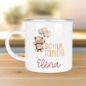 Schulkind 2024 Emaille Tasse, personalisiertes Einschulungsgeschenk, personalisierte Tasse für Jungen und Mädchen Schulanfang