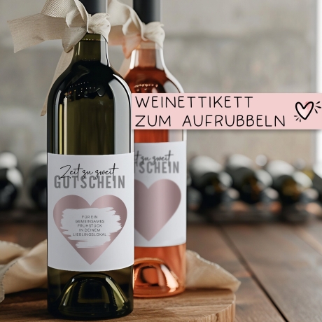 Gutschein Weinflaschen-Etikett | Personalisiertes Wein Flaschen Etikett | Rubbellos Weinetikett Weihnachten Geburtstag Geschenk Freundin