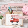 Feuerwehrauto Schulkind Tasche Wunschnamen 2024 | 100% Jute | Löschzug Brandwache | Geschenk Einschulung | Schultüte personalisiert | Schule