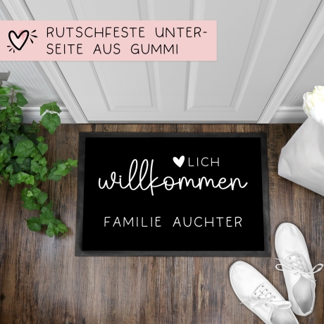 Personalisierte Fußmatte - Fussmatte mit Wunschnamen | Herzlich Willkommen | 60x40 cm | Geschenkidee zum Umzug, Einzug für Familien, Umzug