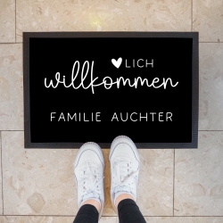 Personalisierte Fußmatte - Fussmatte mit Wunschnamen | Herzlich Willkommen | 60x40 cm | Geschenkidee zum Umzug, Einzug für Familien, Umzug