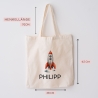 Stofftasche Rakete Personalisiert - Einkaufstasche Kinder-Beutel mit Namen als Sporttasche, Tragetasche Wechselwäsche für Kita Schule - 05