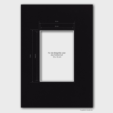30x21 cm Passepartout für Fotos im 10x15 Format, schwarz, 1,4 mm