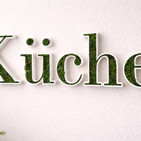 Türschild Küche Türschild 3D mit Moos | Küchentür Schild | Küchen Tür Deko | Modernes Küchenschild | Geschenk zum Einzug