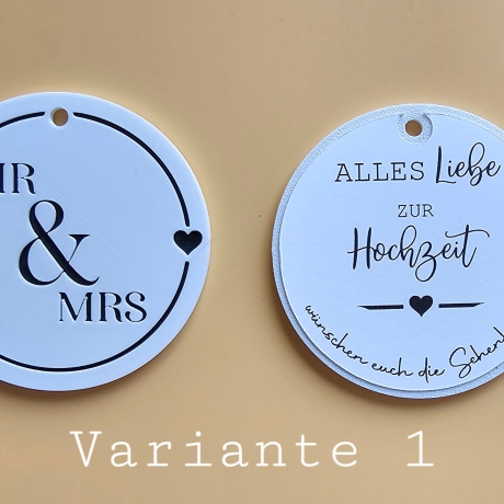 Mr & Mrs 3D Bild zur Hochzeit – personalisiertes Geldgeschenk auf Acrylscheibe (ohne Rahmen)