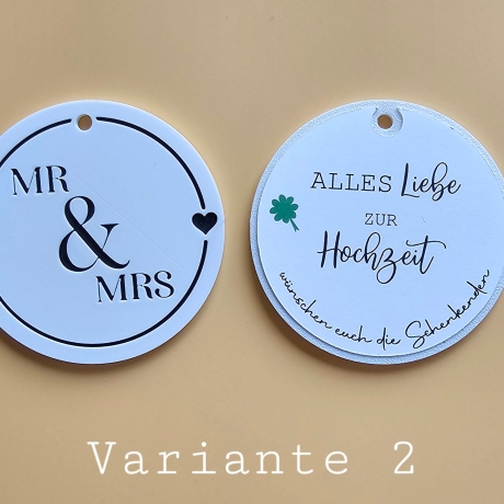 Mr & Mrs 3D Bild zur Hochzeit – personalisiertes Geldgeschenk auf Acrylscheibe (ohne Rahmen)