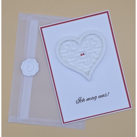 Handgemachte Karte, Herzlabyrinth, Personalisierbar, Einzigartiges Design, Geschenkidee, Jubiläum, Geburtstag, Hochzeit, Grußkarte, Liebe