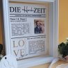 Personalisierte 3D Zeitung zur Hochzeit – besonderes Geldgeschenk auf Acrylscheibe (ohne Rahmen)