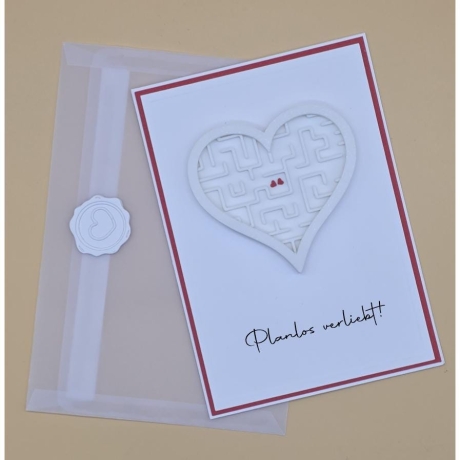 Handgemachte Karte, Herzlabyrinth, Personalisierbar, Einzigartiges Design, Geschenkidee, Jubiläum, Geburtstag, Hochzeit, Grußkarte, Liebe