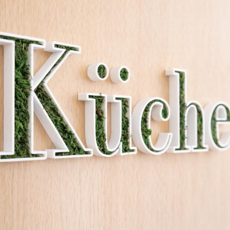 Türschild Küche Türschild 3D mit Moos | Küchentür Schild | Küchen Tür Deko | Modernes Küchenschild | Geschenk zum Einzug