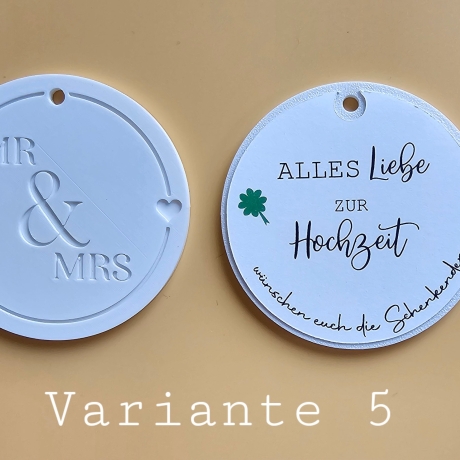 Mr & Mrs 3D Bild zur Hochzeit – personalisiertes Geldgeschenk auf Acrylscheibe (ohne Rahmen)