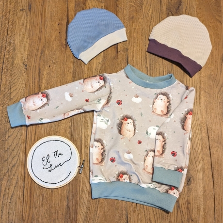 Pullover aus French Terry für Babys und Kinder mit Igel