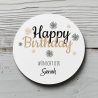 Personalisierte Geburtstagsaufkleber, Name Wunschtext und Motiv, 4 cm rund, wasserfest, Sticker, Geburtstag Etiketten mit Wunschtext