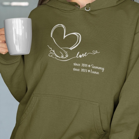 Personalisierter Hoodie Hunde Mama Love dog mom Name der Hunde Geschenkidee Muttertag Pullover Hunde  Damen Geburtstagsgeschenk hundemensch