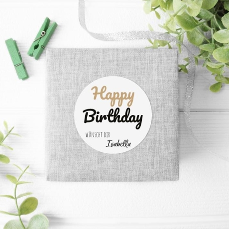 Personalisierte Geburtstagsaufkleber, Name Wunschtext und Motiv, 4 cm rund, wasserfest, Sticker, Geburtstag Etiketten mit Wunschtext