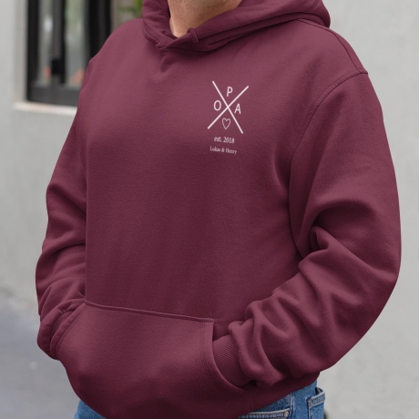 Personalisierter Hoodie Opa Kreuz Wunschnamen Name der Enkel Geschenk Vater Geschenkidee Vatertag Pullover Herren Geburtstagsgeschenk Mann