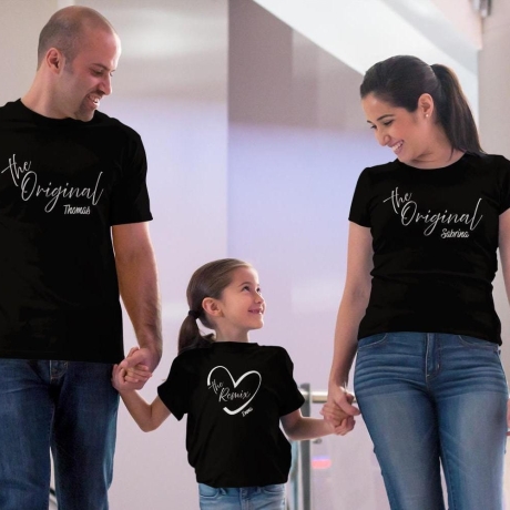 Personalisiertes Familienoutfit The Orginal The Remix Familienshirts T-Shirts Outfit Familie Geschenkidee Mama Papa Kind Partnerlook