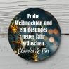 Personalisierte Weihnachtsaufkleber, Name Wunschtext und Motiv, 4 cm rund, wasserfest, Sticker, Weihnachtliche Etiketten mit Wunschtext