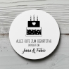 Personalisierte Geburtstagsaufkleber, Name Wunschtext und Motiv, 4 cm rund, wasserfest, Sticker, Geburtstag Etiketten mit Wunschtext