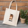 Personalisierter Stoffbeutel mit Wunschname und Tier im Boho-Stil